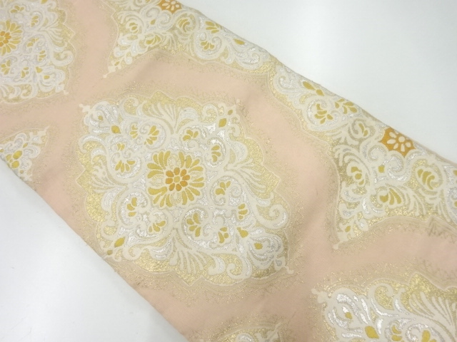 JAPANESE KIMONO / ANTIQUE FUKURO OBI / SILK / WOVEN FLOWER CREST